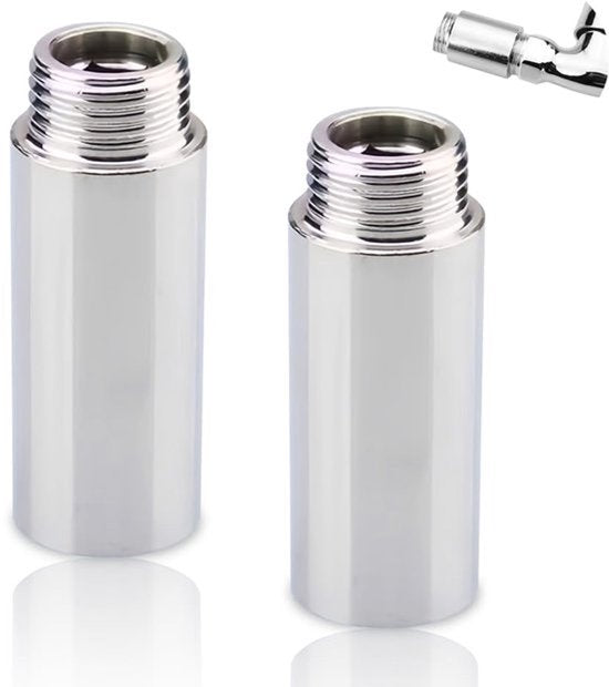 2 stuks Kraanverlenging 1/2" x 100mm, 1/2" IG x 1/2" AG, G1/2 Inch Waterverbinding Verlenging, DN15 Draadverlenging, Douchekopverlenging voor Krane, Hoekkranen, Douchekoppen