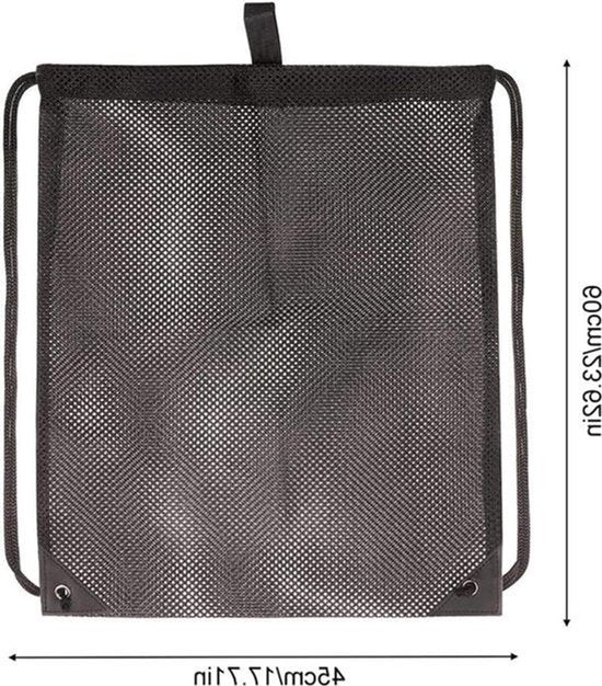 Plus - Mesh strandtas met trekkoord | Grote nettas voor zwemmen, duiken en reizen | Netbaltas voor sport | Gymtas voor het dragen van strandbenodigdheden | 45 x 60 cm