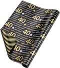Omkeerbaar Inpakpapier Rol - 40 Jaar Verjaardag Zwart en Goud Patroon Geweldig voor Verjaardag, Feest, Babyshower - 43cmx10m