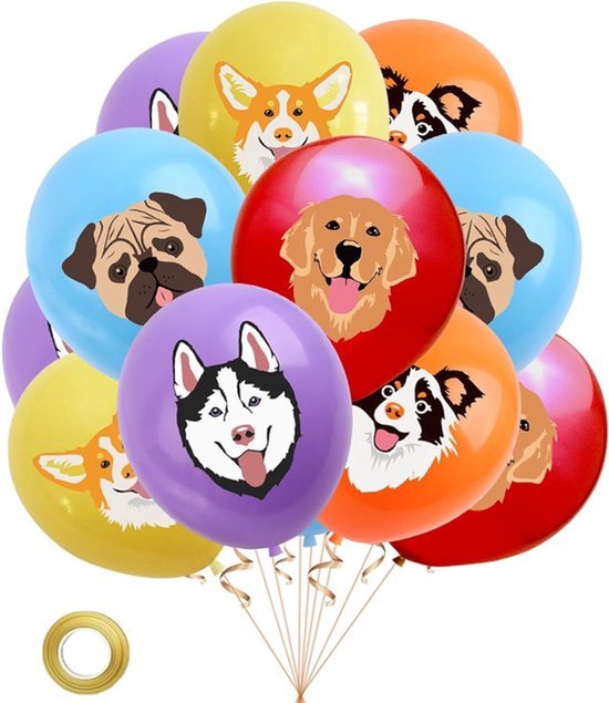Ballonnen hond verjaardag - 10 stuks | Feestdecoratie honden thema