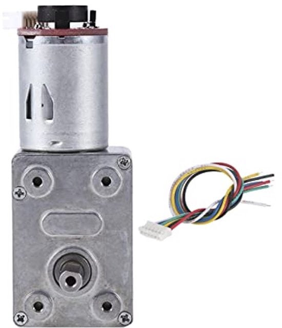 Worm Gear Motor 12V Hoge Koppel Reductie Versnellingsbak met Encoder Sterke Zelfsluitende 6mm Uitgangsas (20RPM)