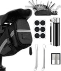 Fietsreparatieset met Zadel Tas - 16-in-1 Fietsset + 120 PSI Mini Fietspomp - Onderweg Gereedschap Reparatieset voor Fiets, MTB, Racefiets - Zwart - 1 Set