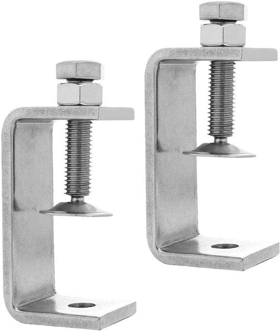 Bureauklemmen, 2 stuks 65 mm kleine klemmen, zware C-klem, roestvrij staal 304 voor montage, 2,6 inch C-klem, brede bekopening, tijgerklem voor bureau, tablet, houtbewerking