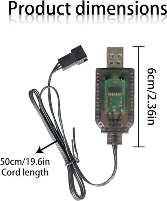 USB-kabellader met stekker SM-3P plug voor 2S LiPo-accu 74 V 1000 mA compatibel met RC Car/auto/vliegtuig/drone/boot