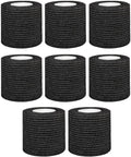 8 Rollen 5cm Brede Rekbare Cohesieve Bandage, Zelfklevende Bandage, Sporttape voor Rek Atletiek, Pols Vingers, Enkel Tenen, Voeten, Elastische Hechtband voor Huisdier Zwart