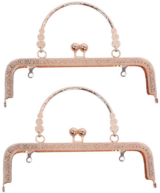 2 stuks metalen portemonnee-sluitingen voor tassen, portemonnee-frames voor het maken van tassen, DIY retro clutch bag - Rose