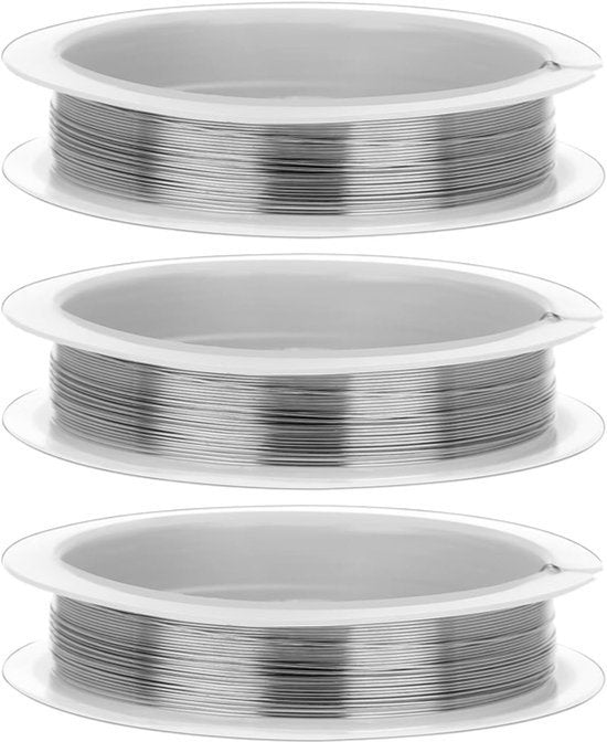 Draad 3 Rollen Zilveren Draad - 0.4 mm x 10 m Aluminium Binding Modelling RVS voor Sieraden Maken en Ambachten