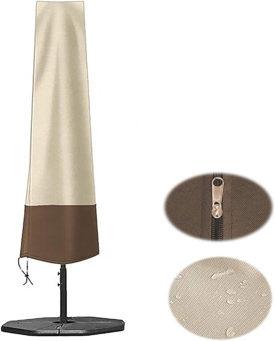 Buitenparasol regenhoes - Parasolhoes - Stofdicht - Waterdicht - Parasolbeschermer - Parasolhoes Staande Parasol - Stofkap - Duurzame parasolhoes voor alle seizoenen - Beige/Bruin - 200 × 55/60cm