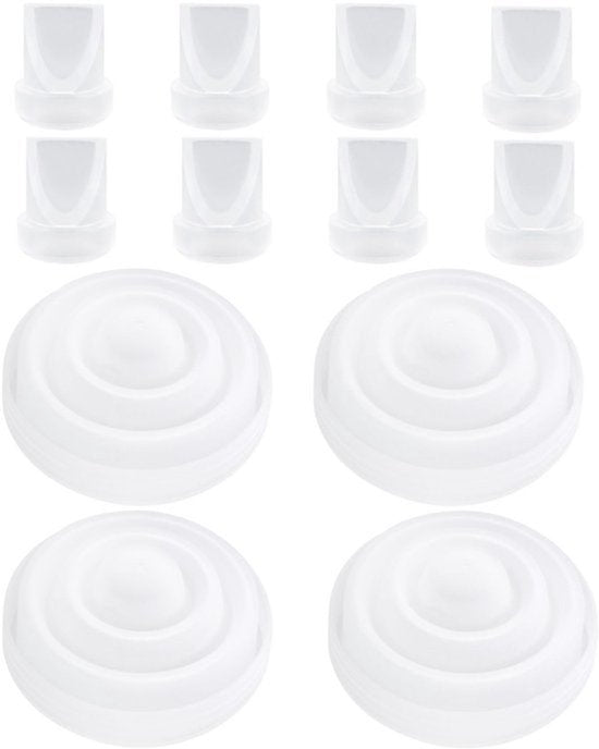 12 stuks vervangende onderdelen voor borstkolven geschikt voor Momcozy M5, inclusief 8 eendenbekventielen en 4 siliconen membranen voor optimale pasvorm en hygiëne