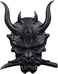Japanse Samurai Sticker - Spook Hoektanden Krijger - 3D Metalen Sticker - Auto Motorfiets Decoratie - Zwart.