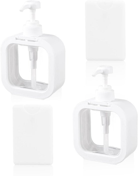 4-delige dispenserfles, transparante drukfles, kaartsprayfles, navulbare dispenserfles, douchegeldispenser, crèmefles, geschikt voor reizen en zakenreizen