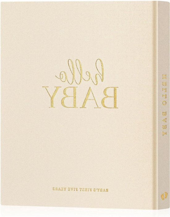Baby Herinneringenboek voor Jongens en Meisjes | Linnen Hardcover Babyboek voor Eerste 5 Jaar | Nieuwe Ouders Dag- en Plakboek | Pasgeboren Baby Foto's en Mijlpalen | Beige | 154 Pagina's.