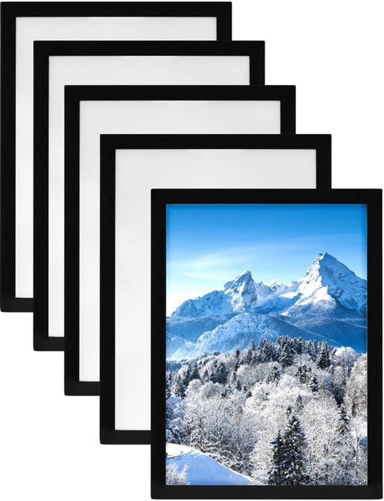 5 stuks magnetische fotolijsten, documenthouders met magnetische sluiting geschikt voor A4-certificaten, advertenties, afbeeldingen, foto's (zwart)