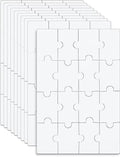 10 Vellen Lege Puzzelstukken, 15x10cm Doe-Het-Zelf Puzzelset van 16 Stukken - Witte Puzzel voor Activiteit, Verjaardagsfeest en Knutselen