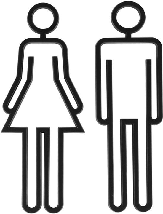 Toiletbord Man en Vrouw Symbool - Elegant Zwart Bord voor Badkamer, Toilet en Kleedkamer, Modern en Duurzaam Geslachtsidentificatie Bord voor Eenvoudige Navigatie