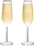 Champagnefluitglazen Set van 2 - Mr en Mrs - Gegraveerd - 4,5 x 7 x 24 cm