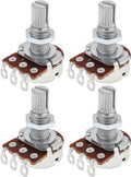 Gitaarpotentiometer-knoppen - B50K - Lineaire as - 18 mm lang - toon-, volume- en audio-functies - 3-polig - Elektrische gitaar/bas - Geschikt voor Split Shaft-modellen - Zwart - 4 stuks - Compatibel