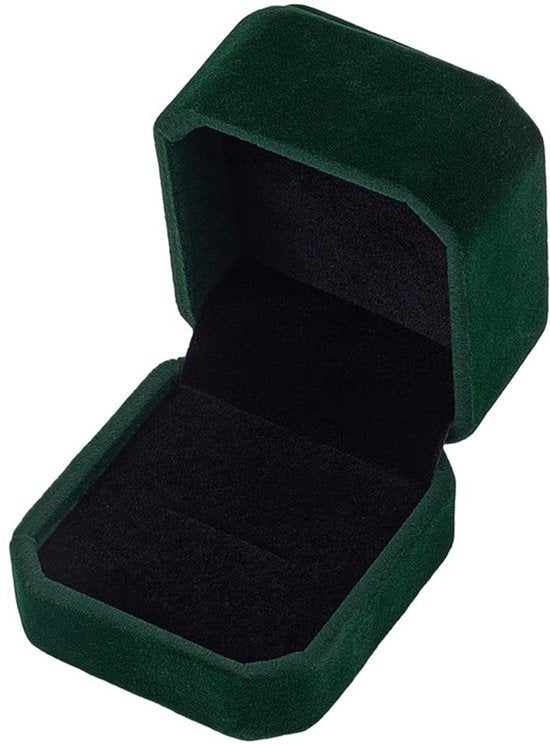 Donkergroene Ringdoos - Mini Fluwelen Earring Box - Antiek Ontwerp voor Sieraden