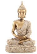 Zittende Boeddha Zandsteen Sculptuur | Retro Woondecoratie Standbeeld Boeddhisme | Art Creatieve Hars | Woondecoratie voor Woonkamer (Goud)