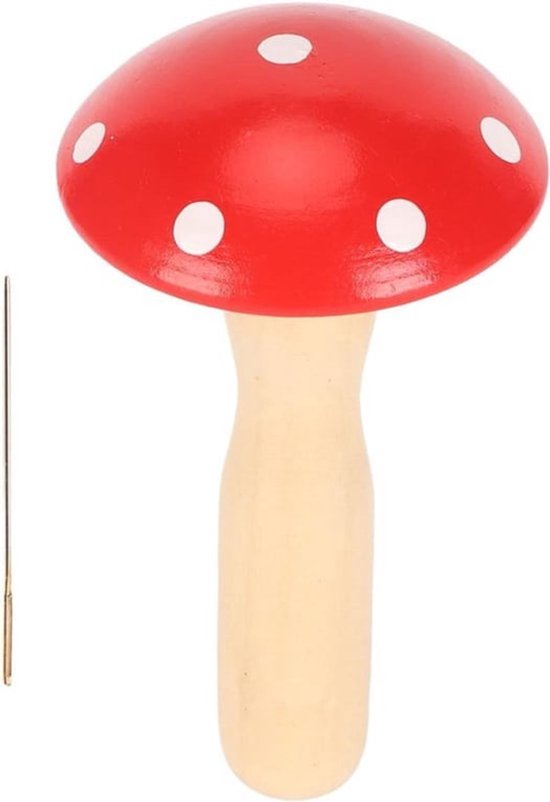 Stopper Paddenstoel met Naald 3.8x5.5cm Afneembare Gebogen Handgreep Houten Paddenstoel Darner Stopvoorzieningen voor Naaiherstel Kleding