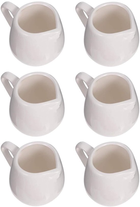 stuks mini witte keramische melkkannen met handvat, kleine koffiemelk, melkkan, kan voor keuken, koffie, thee, melk, room, saus, gegoten, 100 ml