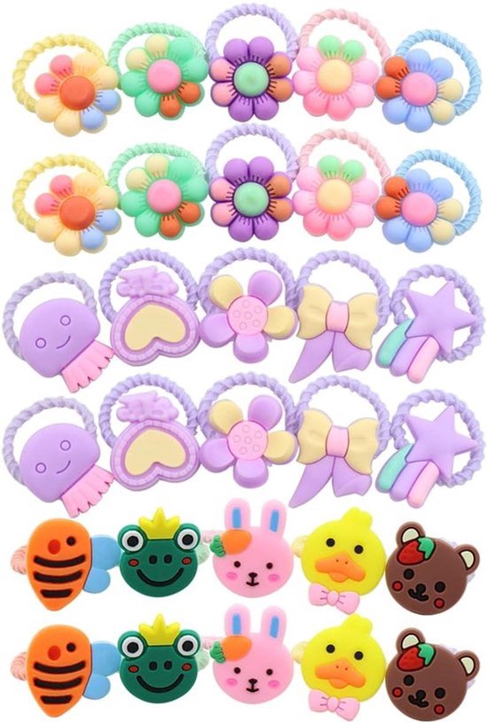 - Elastische haaraccessoires - Meisjes - Mix kleuren - Haarelastiekjes - Zacht - Paardenstaarthouders - Geschikt voor baby's, peuters en meisjes - Madelievestas - 30 stuks - Haaraccessoires.